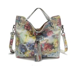 Rare Tiffany & Fred Floral snake skin leather shoulder bag Multi color NWOT